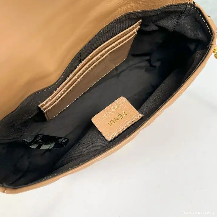 Cheap HOT Fendi FF Nappa Baguette Motif Bag In Mini Leather Brown 0627